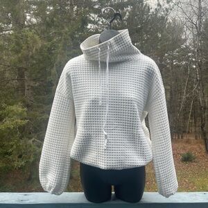 Max Studio Ivory Waffle Knit Cowl Neck Sweater